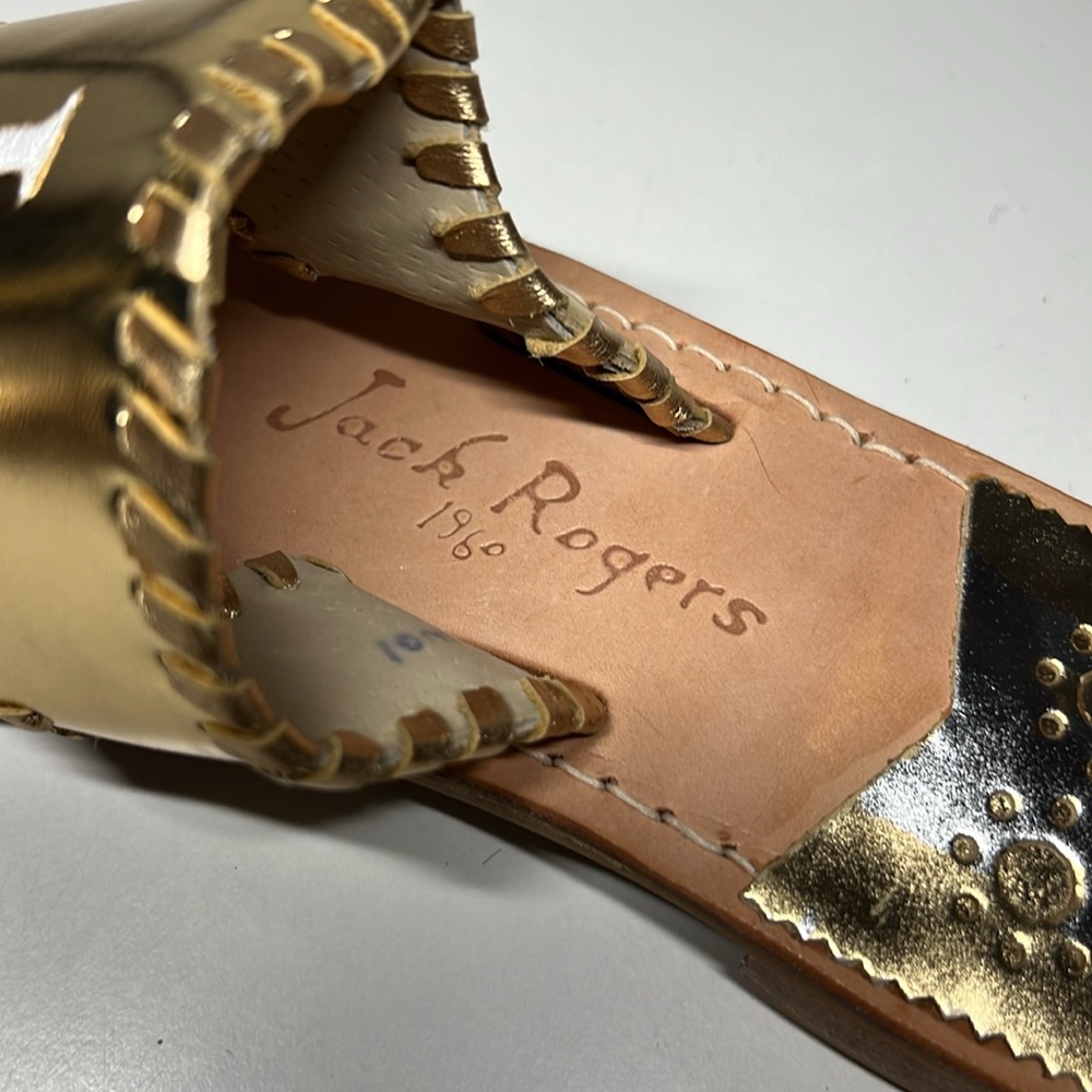 Jack Rogers Embroidered "I Do" Leather Thong Sandals Women’s Size 10 - Picture 6 of 9